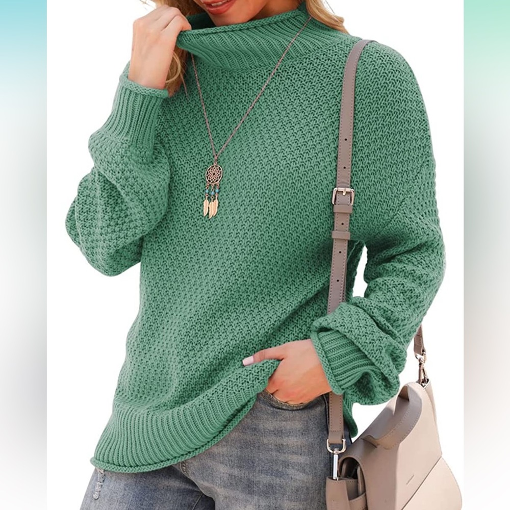 Womens Turtleneck Oversized Sweaters Batwing Long Sleeve Pullover Loose Chunky